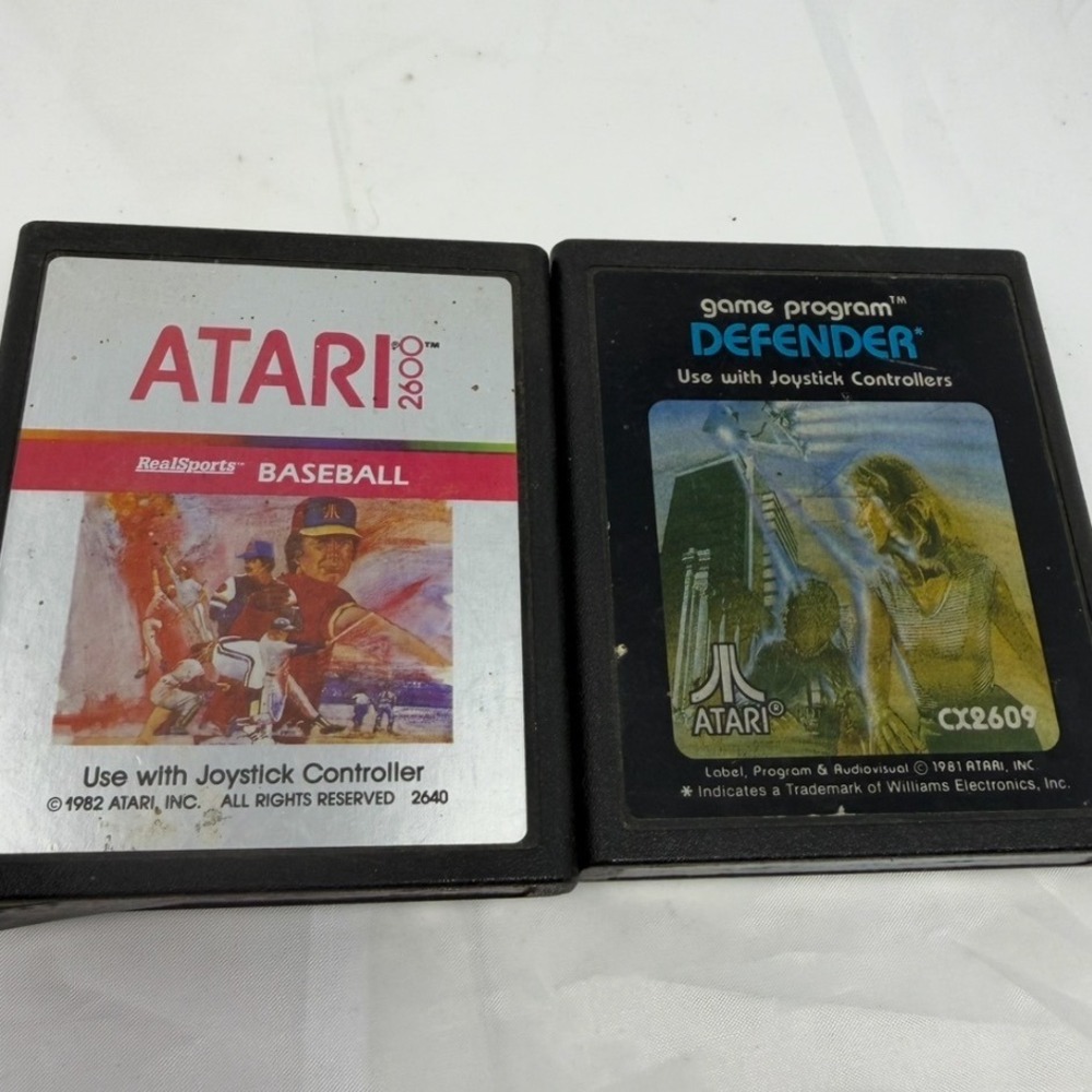 Atari 2600 Game Lot RealSports Baseball 2640 and Defender CX2609 Cartridges